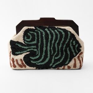 Zara embroidered fish clutch bag
